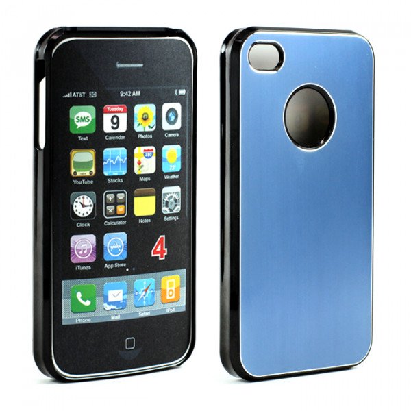 Wholesale iPhone 4 4S Aluminum Snap On Case (Blue)